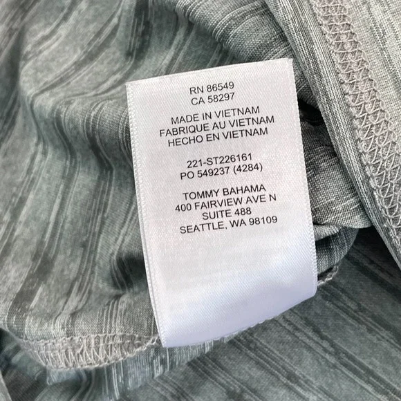 Tommy Bahama Wave Crest Henley T Shirt Men XL Grey IslandZone Performance NWOT - Picture 9 of 9